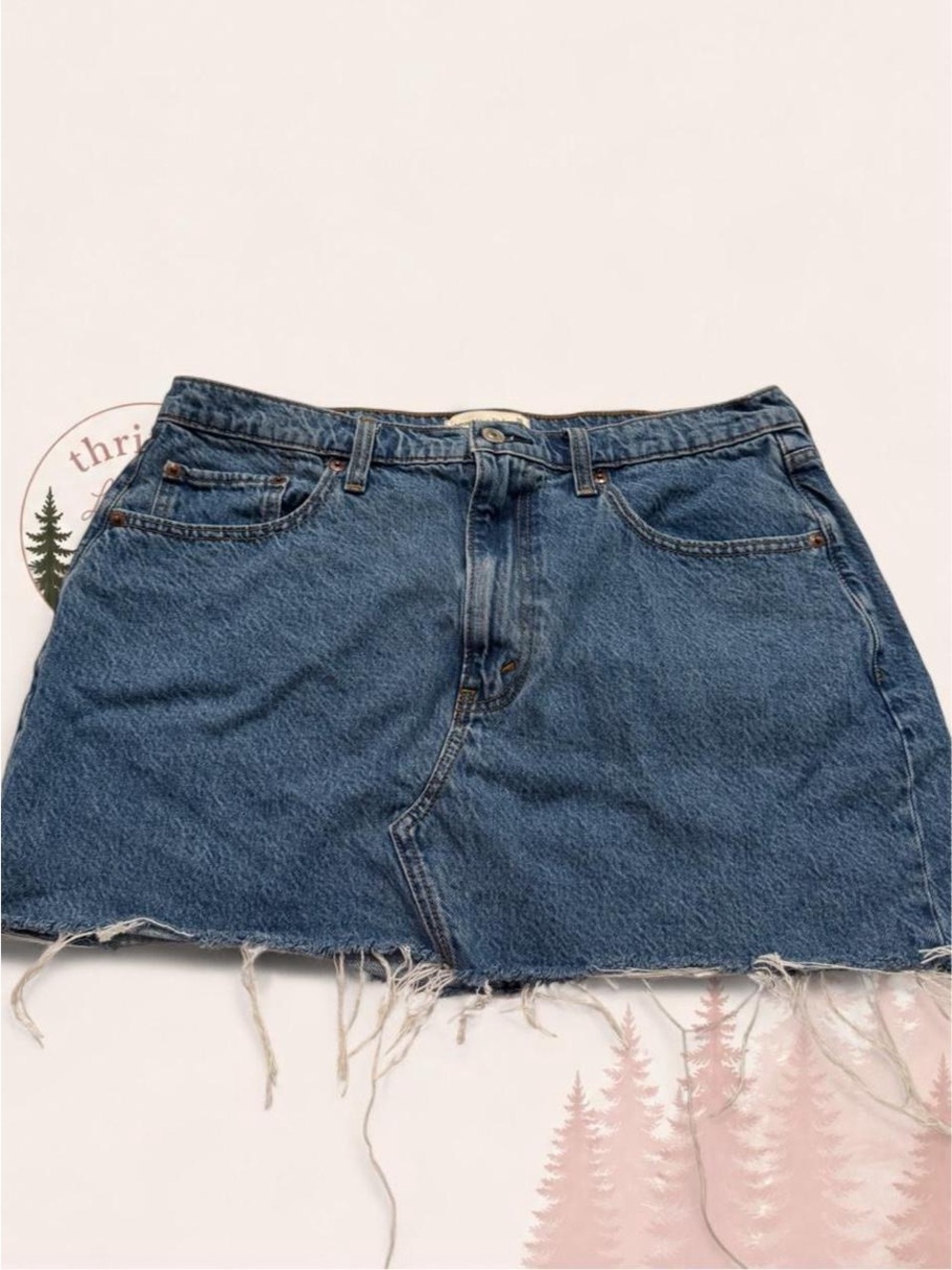 Abercrombie & Fitch High Rise Distressed Denim Mini Skirt Size 14